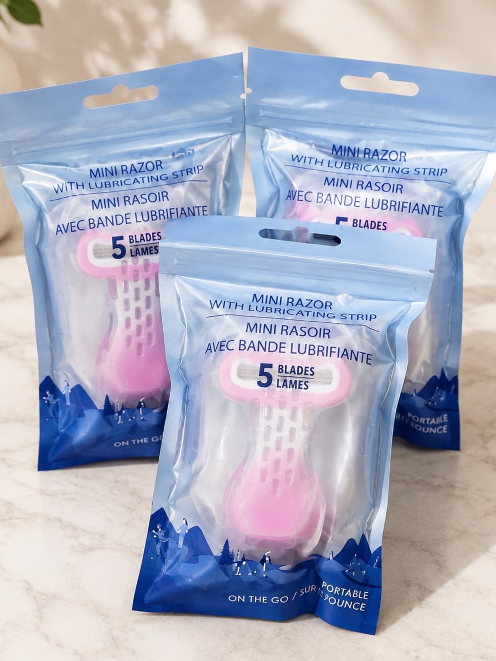 Unbranded Kids Pink Mini Razor with Lubricating Strip - Pack of 3